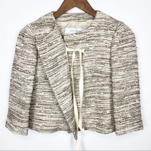 Zara Cream Gold Striped Cropped Blazer - Picture 1 of 10